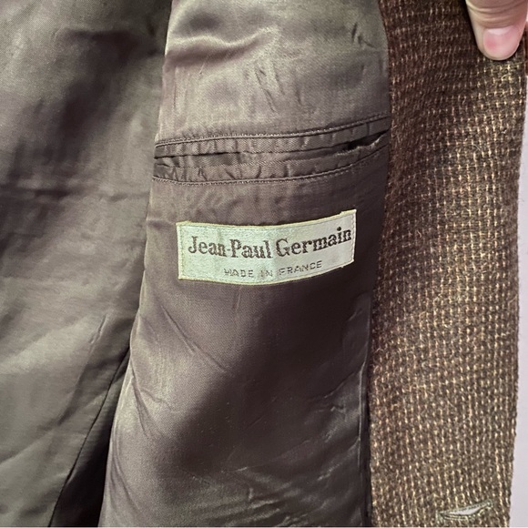 Jean Paul Germain Blazer Suit Jacket Single Button Long Sleeve Tweed Brown - Picture 7 of 8